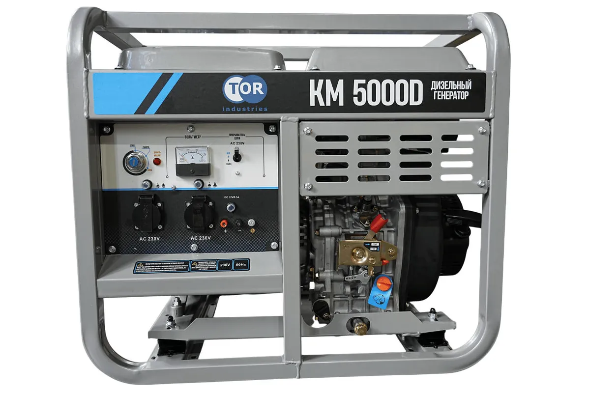 Генератор дизельный 5,0 кВт 220В с электростартером и колесами TOR KM5000D, TOR Industries, Генераторы дизельные