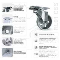 Колесо термостойкое RONEL RL01 CSS 100, RONEL, Термостойкие колёса